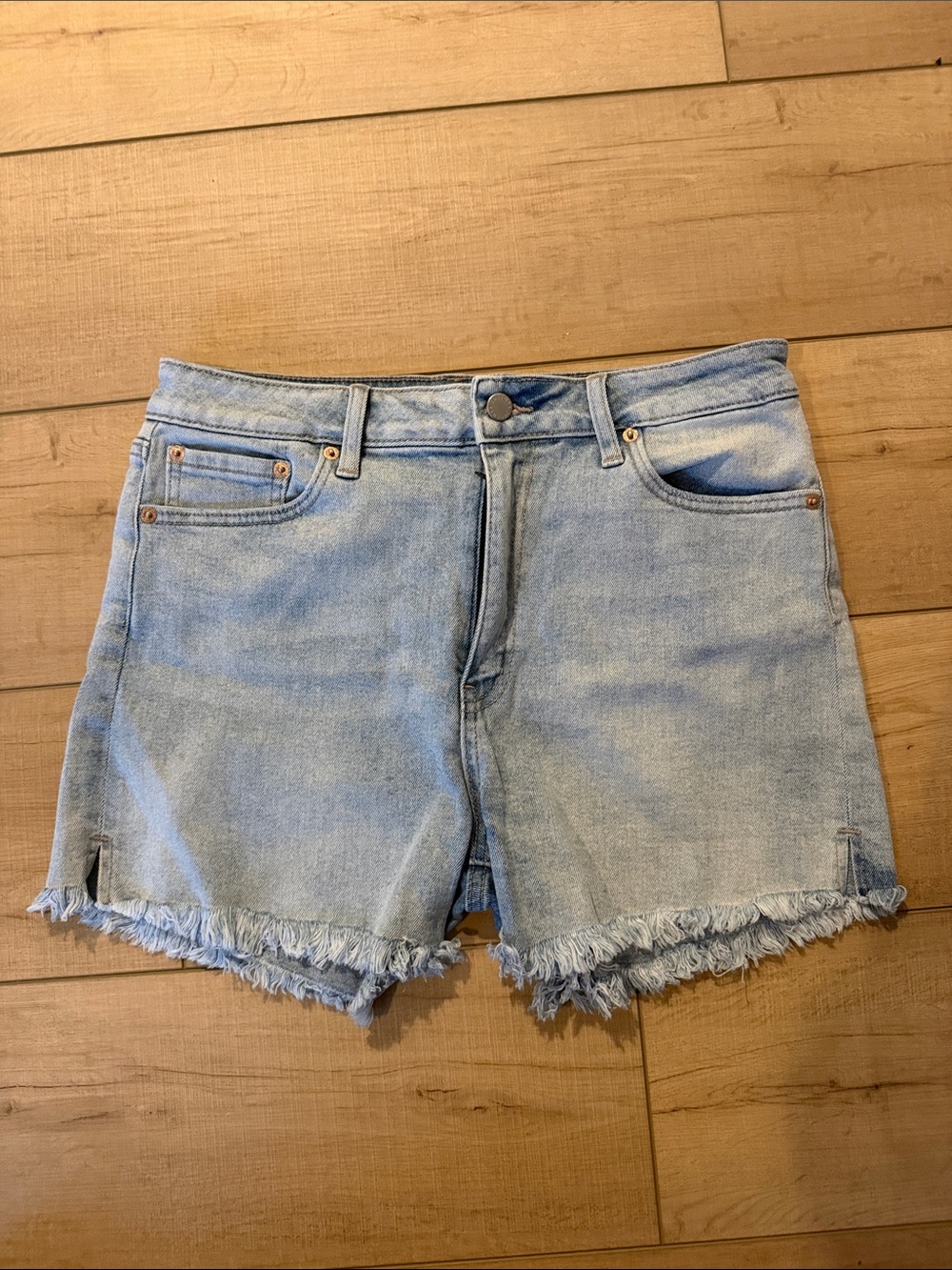 Just USA Light Blue Frayed Hem Denim Shorts